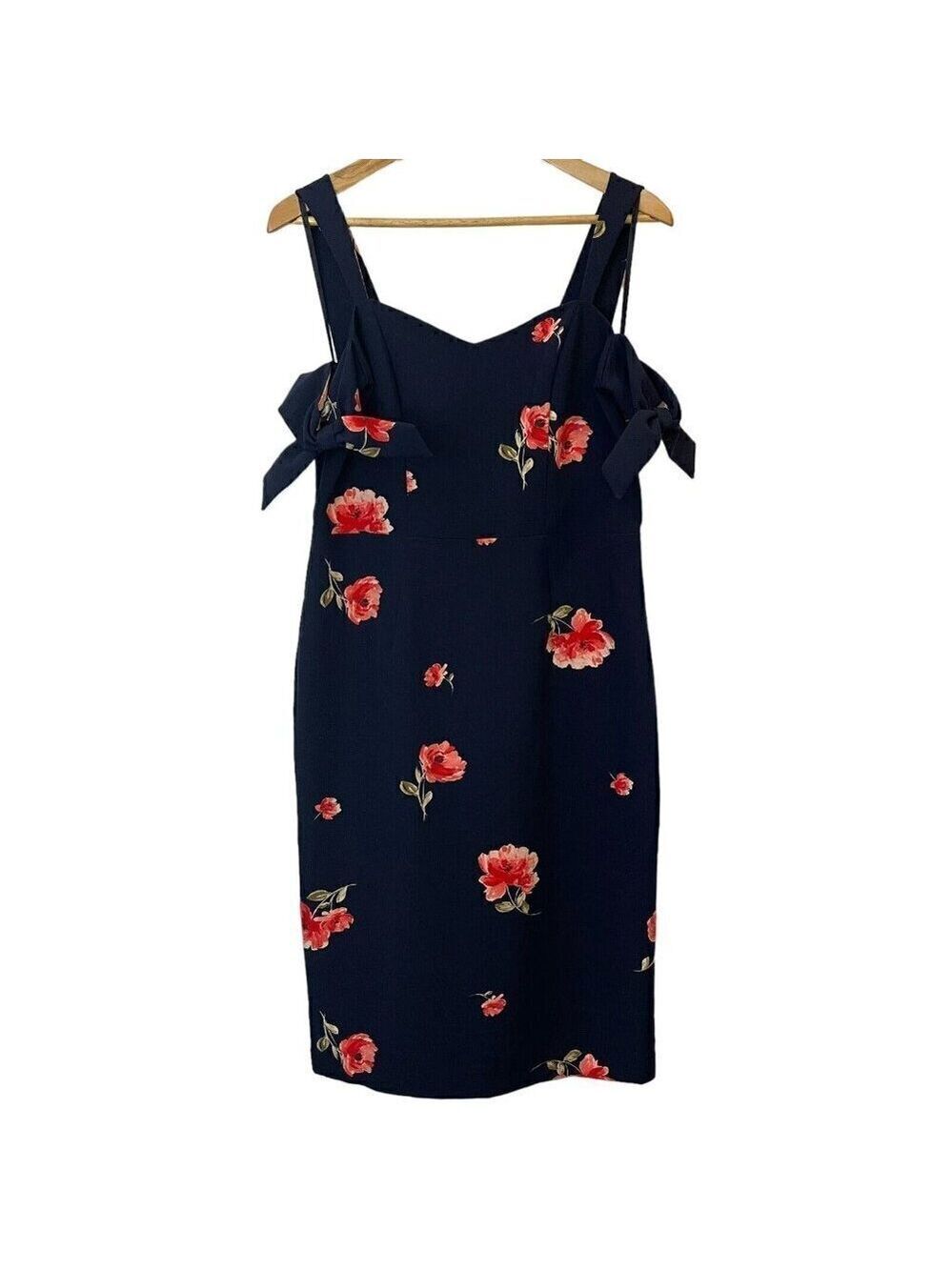 Ashley Graham Beyond Sheath Dress 10 Blue Floral Cold Shoulder Formal Cocktail
